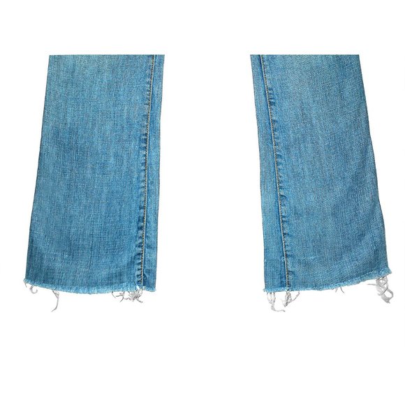 Guess Premium Light Wash Low-Rise Fringe Daredevil Boot Jeans Gold Buttons Sz 26 - Picture 12 of 13